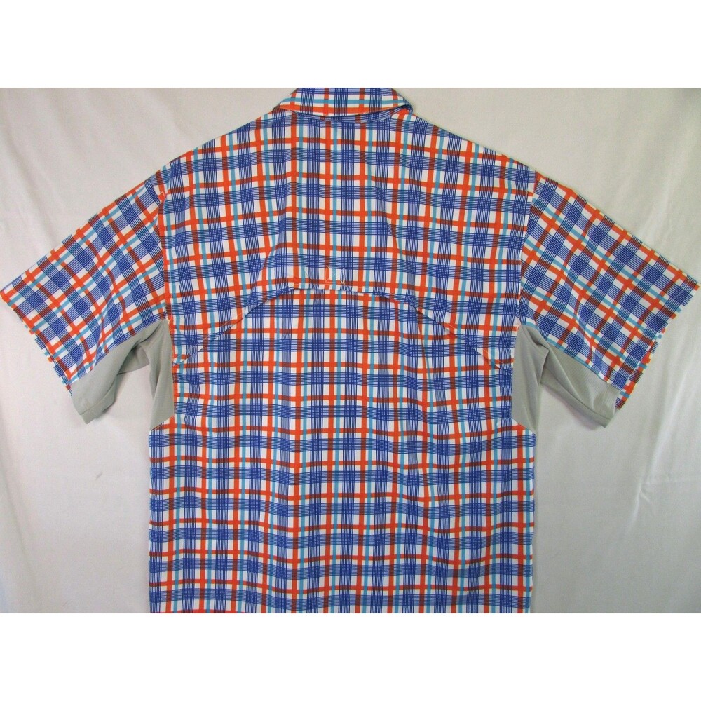 Reel Legends Shirt Mens Medium Blue Plaid Mariner II Fishing Performance Vented - Picture 8 of 13